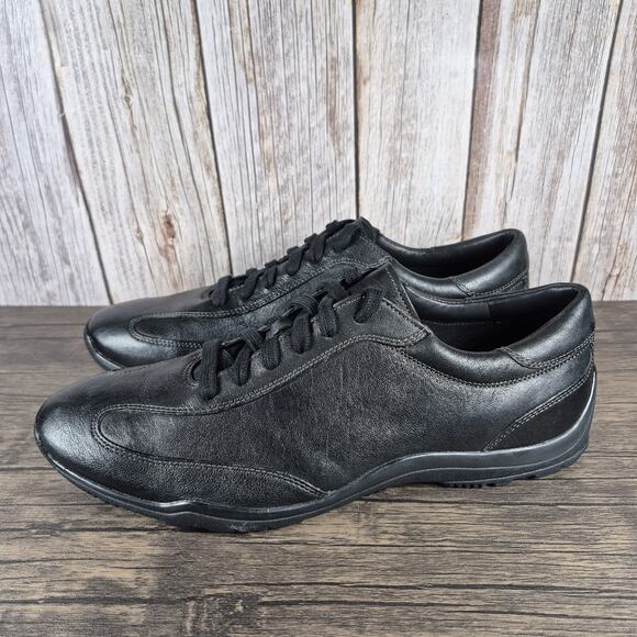 Cole Haan Black Leather Lace Up Sneakers NikeAir Men's Sz 11.5 (C07119) - Picture 1 of 9